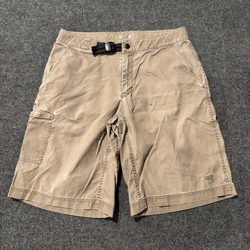 Mountain Hardwear Mens Tan Khaki Hiking Cargo Shorts Belted 32" Size Medium